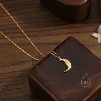 Sterling Silver Man In The Moon Pendant Necklace, 2 of 10