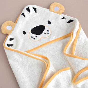 Personalised Baby Bamboo Hooded Towel Tiger Design, 7 of 7