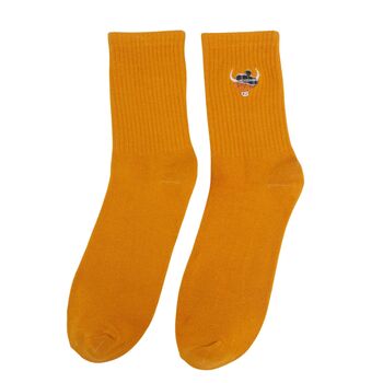 Men's Highland Cow Tartan Embroidered Cotton Socks Four Pack, 4 of 7