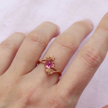 Cherry Blossom Pink Tourmaline And Diamonds Ring, 5 of 12