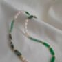 Green Onyx And Aventurine Beaded Necklace With Freshwater Pearls In 18k Gold Detail, May And June Birthstone Jewellery Gift, thumbnail 5 of 6