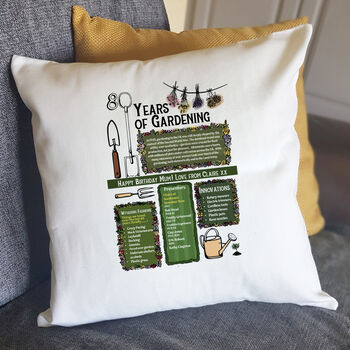 80 Years Of Gardening 80th Birthday Gift Cushion, 4 of 6