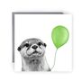 Otter Green Balloon Birthday Card, thumbnail 1 of 4