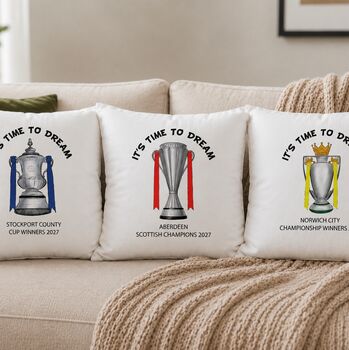 Personalised Cushion Trophy Gift For Football Fans, 2 of 12