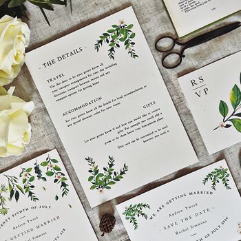 Greenery Botanical Wedding Stationery Recycled, 5 of 9