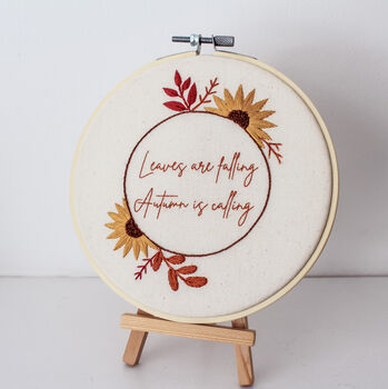 “Autumn Is Calling” Beginner Embroidery Kit, Sunflowers And Foliage Design, Hand Embroidery Kit, 2 of 6