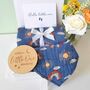 Navy Rainbow New Baby Swaddle Muslin And Bib Gift Set, thumbnail 3 of 6