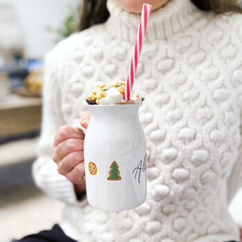 Personalised Christmas Cookie Milk Jug Mug With Straw, 2 of 9