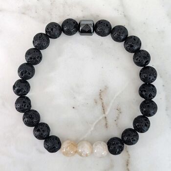 Men's Citrine And Lava Bead November Birthstone Bracelet, 9 of 11