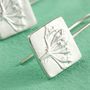 Seedhead Square Recycled Silver Handmade Earrings, thumbnail 2 of 9