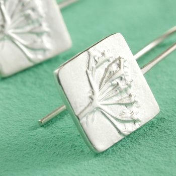Seedhead Square Recycled Silver Handmade Earrings, 2 of 9