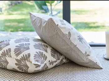 Andaman All Over Palm Print Floor Cushion Cover In Grey, 5 of 6