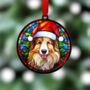 Rough Collie In Santa Hat Suncatcher Decoration, thumbnail 3 of 6
