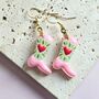 Handmade Glass Pink Or Purple Cowboy Boot Earrings, thumbnail 3 of 5