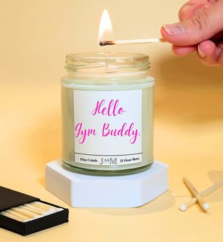 Hello Gym Buddy Candle Gift For Gym Partner Or Gym Lover, 2 of 5