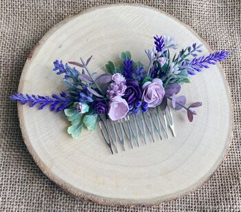 Purple And Lavender Flower Hair Comb, 2 of 6
