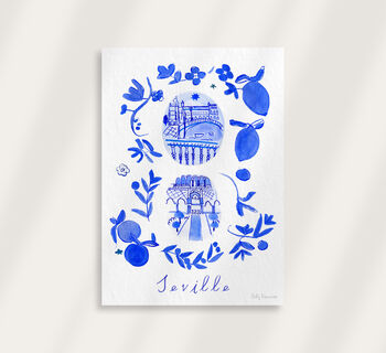 Scenes Of Seville, Spain Blue Tile Inspired Travel Print, 10 of 12