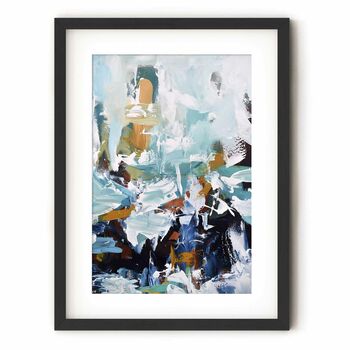 Modern Teal Abstract Waves Set Of Three Framed Print, 4 of 5