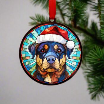 Rottweiler In Santa Hat Suncatcher Decoration, 2 of 6