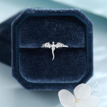 Sterling Silver Tiny Flying Dragon Ring, 5 of 11