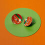 Orange Printed Graphic Silver Ear Studs, thumbnail 6 of 11