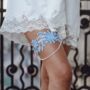 Luxury Something Blue Wedding Garter For Bride, thumbnail 5 of 9