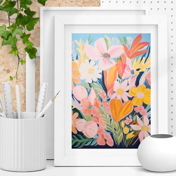 Floral Burst Vibrant Flower Bouquet Wall Art Print, 2 of 5