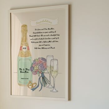 Personalised Champagne Wedding Mr And Mrs Print In A4 Or A3 Print, 9 of 9