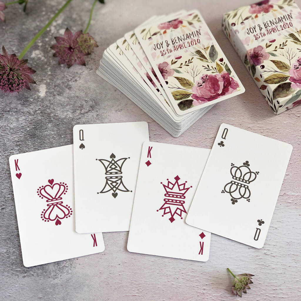 Personalised Floral Playing Card Wedding Favours By