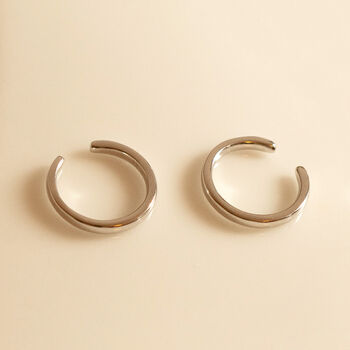 Silver Ear Cuff Earrings, Adjustable Fit, 2 of 5