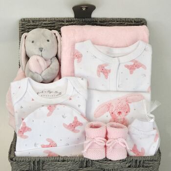 Bobtail Bunny Pink New Baby Gift Hamper, 2 of 7