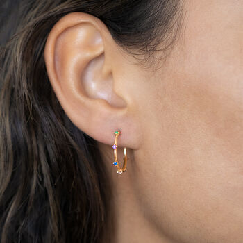Multicolour Gemstone Hoop Earrings, 5 of 5