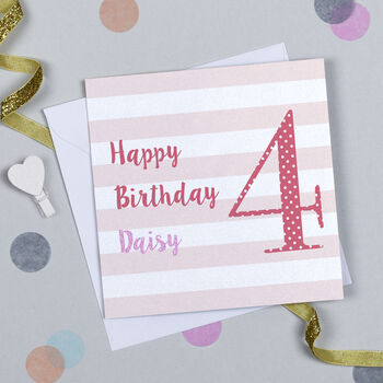 Candy Stripe 4th Birthday Card, 6 of 7
