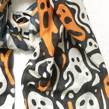 Ghost Print Halloween Scarf, 3 of 6