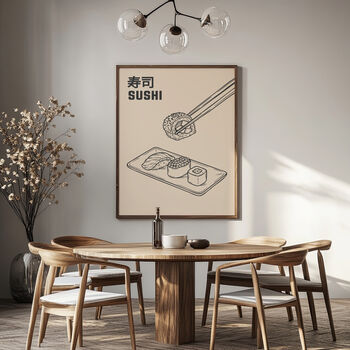 Sushi Japanese Food Art Print | Minimalist Kitchen Wall Decor, 4 of 8