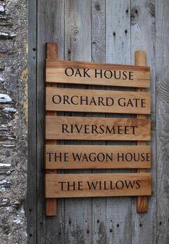 Wall Mounted Ladder Tiered Slatted Wooden Sign, 3 of 9