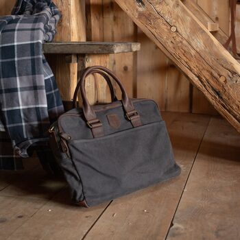 Canvas And Leather Laptop Bag By Life of Riley