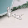 Feather Stud Earrings In Sterling Silver, thumbnail 3 of 12