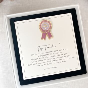 Top Teacher Rosette Enamel Pin | End Of Term Thank You Gift For Teachers And Teaching Assistants, 6 of 10