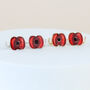 Dainty Red Poppy Stud Earrings, thumbnail 1 of 3
