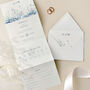 Dusty Blue Wildflower Concertina Wedding Invitations, thumbnail 1 of 4