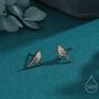 Sterling Silver British Black Bird Stud Earrings, thumbnail 1 of 12