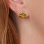 Green Peridot Teardrop Gold Plated Silver Stud Earrings, thumbnail 3 of 12