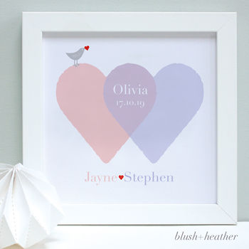 Personalised New Baby Hearts Framed Print, 4 of 7