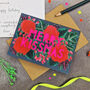 Merry Kissmas Neon Floral Papercut Christmas Card, thumbnail 5 of 11