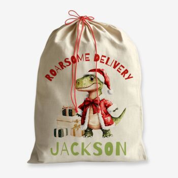 Personalised Christmas Sack Dinosaur Design, 5 of 5