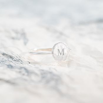 Sterling Silver Personalised Molten Signet Ring, 4 of 10