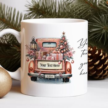 Personalised Christmas Vintage Truck Gift Mug, 7 of 9