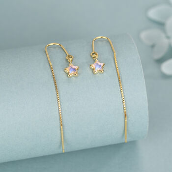 Sterling Silver Opalite Star Threader Earrings, 6 of 11