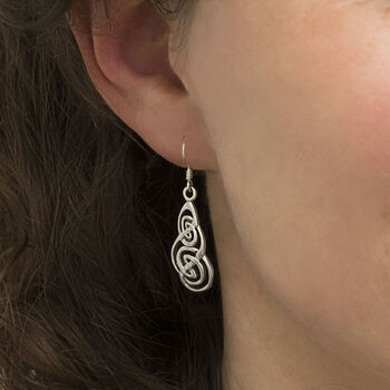 Sterling Silver Celtic Long Loops Earrings, 3 of 4